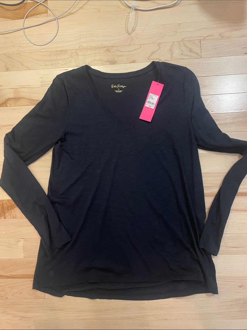 Lily Pulitzer Etta Long Sleeve Black T- Shirt NWT Small